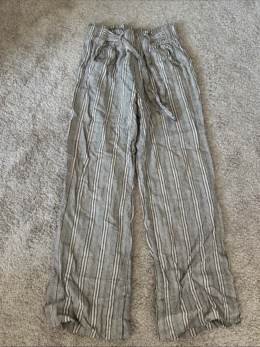 SO Black and Cream Striped Wide-Leg Pants